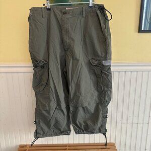 Structure Vintage Olive Green Military Cargo Pants Adjustable Waist & Drawstring